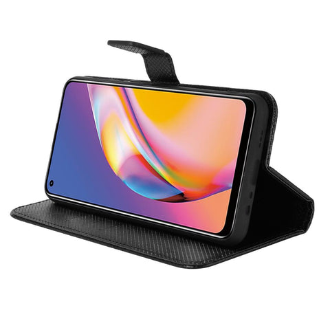 For Oppo A94 4G/F19 Pro 4G/Reno5 F 4G/Reno5 Lite Anti-scratch Anti-drop Diamond Texture PU Leather Wallet Stand Cover Phone Case with Strap