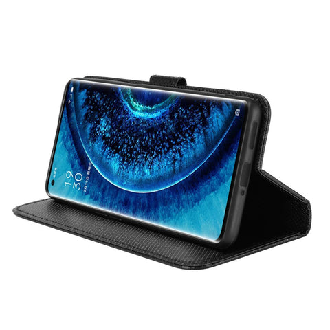 For Oppo Find X2 Pro Magnetic Clasp Anti-drop Diamond Texture PU Leather Wallet Stand Cell Phone Case with Strap