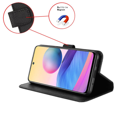 For Oppo Find X2 Pro Magnetic Clasp Anti-drop Diamond Texture PU Leather Wallet Stand Cell Phone Case with Strap