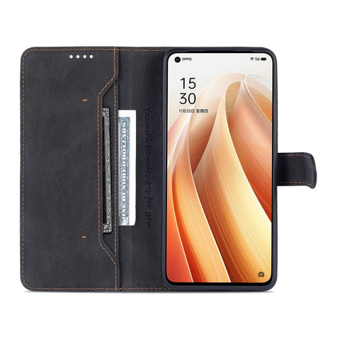 AZNS PU Leather Flip Cover for Oppo Reno7 Pro 5G, Wallet Stand TPU Shockproof Interior Case
