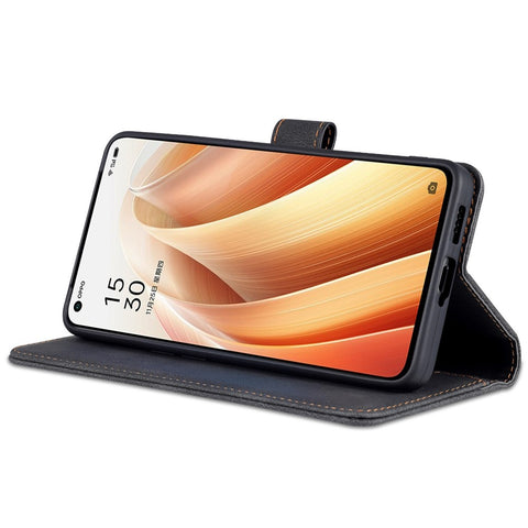 AZNS PU Leather Flip Cover for Oppo Reno7 Pro 5G, Wallet Stand TPU Shockproof Interior Case