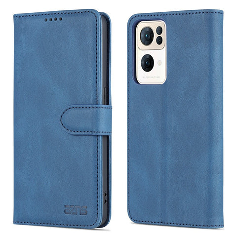 AZNS PU Leather Flip Cover for Oppo Reno7 Pro 5G, Wallet Stand TPU Shockproof Interior Case
