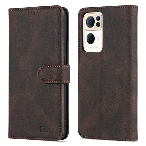 AZNS PU Leather Flip Cover for Oppo Reno7 Pro 5G, Wallet Stand TPU Shockproof Interior Case