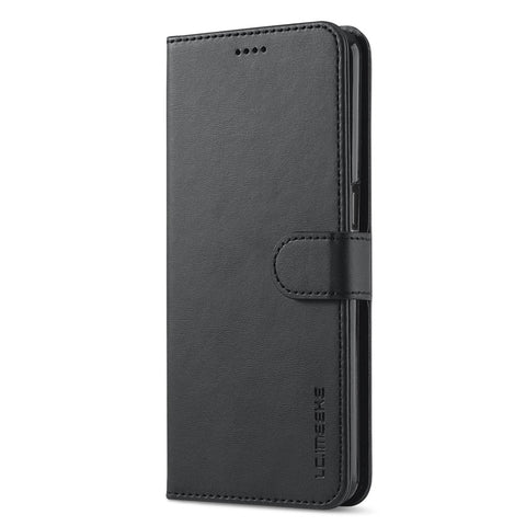 LC.IMEEKE for Realme 9i/Oppo A36/Oppo A76 Textured PU Leather Flip Folio Stand Case Mobile Phone Wallet Case Cover