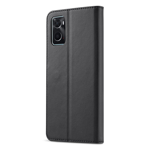 LC.IMEEKE for Realme 9i/Oppo A36/Oppo A76 Textured PU Leather Flip Folio Stand Case Mobile Phone Wallet Case Cover