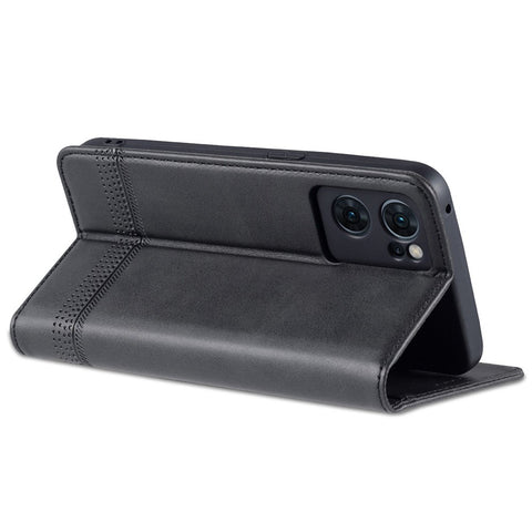 AZNS for Oppo Reno7 5G (Global) Textured PU Leather Phone Case Magnetic Auto-absorbed Cover with Stand Wallet