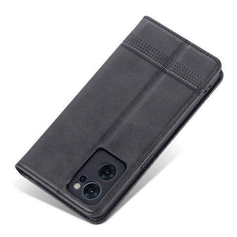 AZNS for Oppo Reno7 5G (Global) Textured PU Leather Phone Case Magnetic Auto-absorbed Cover with Stand Wallet