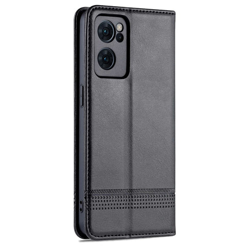 AZNS for Oppo Reno7 5G (Global) Textured PU Leather Phone Case Magnetic Auto-absorbed Cover with Stand Wallet