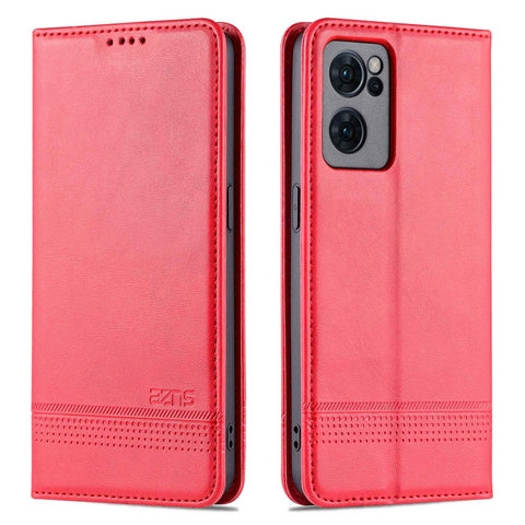 AZNS for Oppo Reno7 5G (Global) Textured PU Leather Phone Case Magnetic Auto-absorbed Cover with Stand Wallet