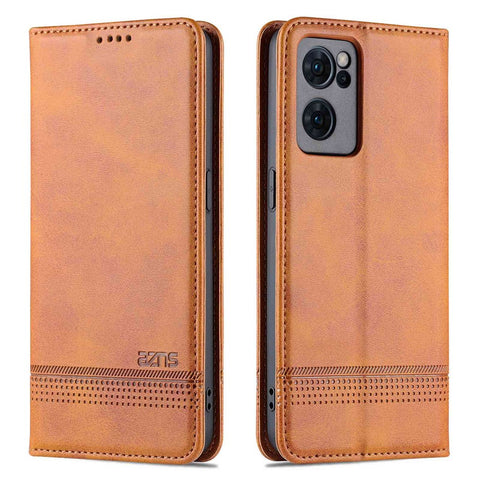 AZNS for Oppo Reno7 5G (Global) Textured PU Leather Phone Case Magnetic Auto-absorbed Cover with Stand Wallet