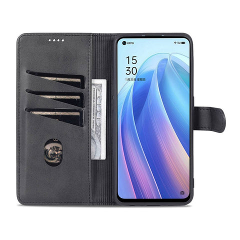 AZNS for Oppo Reno7 5G (Global) PU Leather Wallet Case Phone Flip Stand Full-protection Cover