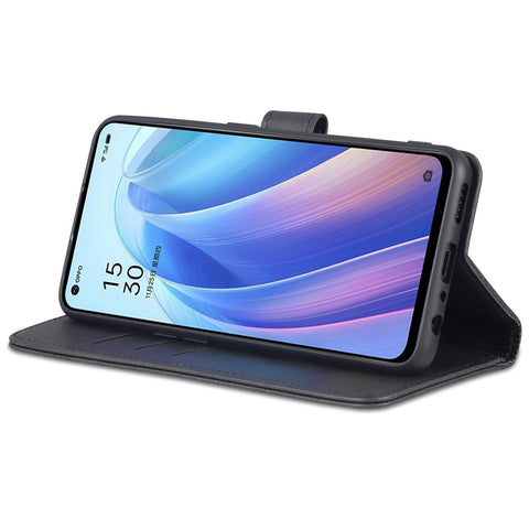 AZNS for Oppo Reno7 5G (Global) PU Leather Wallet Case Phone Flip Stand Full-protection Cover