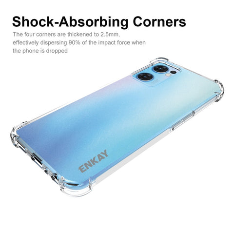 ENKAY HAT PRINCE Clear Phone Case for Oppo Reno7 5G (Global), Four-Corner Shockproof Soft TPU Protective Cover with Anti-slip Strip