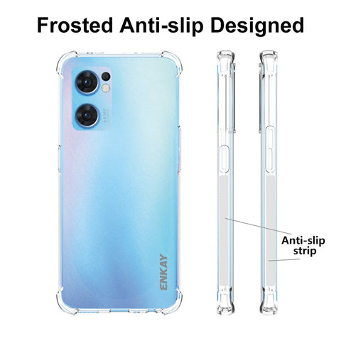 ENKAY HAT PRINCE Clear Phone Case for Oppo Reno7 5G (Global), Four-Corner Shockproof Soft TPU Protective Cover with Anti-slip Strip