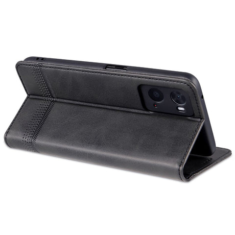 AZNS for Oppo A36 4G/A76 4G Magnetic Absorption Leather Phone Case Wallet Stand TPU Inner Shell Phone Cover