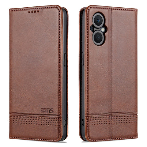 AZNS Auto-absorbed Magnetic Leather Phone for Oppo Reno7 Z 5G, Magnetic Closure Wallet Foldable Stand Protective Shell