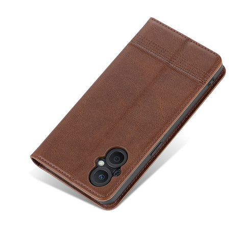 AZNS Auto-absorbed Magnetic Leather Phone for Oppo Reno7 Z 5G, Magnetic Closure Wallet Foldable Stand Protective Shell