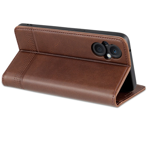 AZNS Auto-absorbed Magnetic Leather Phone for Oppo Reno7 Z 5G, Magnetic Closure Wallet Foldable Stand Protective Shell