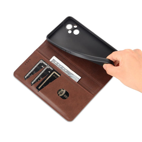 AZNS Auto-absorbed Magnetic Leather Phone for Oppo Reno7 Z 5G, Magnetic Closure Wallet Foldable Stand Protective Shell