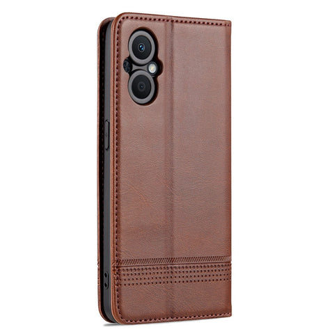 AZNS Auto-absorbed Magnetic Leather Phone for Oppo Reno7 Z 5G, Magnetic Closure Wallet Foldable Stand Protective Shell