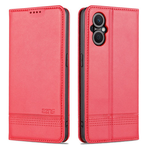 AZNS Auto-absorbed Magnetic Leather Phone for Oppo Reno7 Z 5G, Magnetic Closure Wallet Foldable Stand Protective Shell