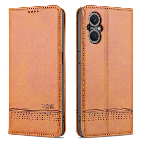AZNS Auto-absorbed Magnetic Leather Phone for Oppo Reno7 Z 5G, Magnetic Closure Wallet Foldable Stand Protective Shell