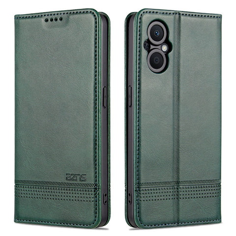 AZNS Auto-absorbed Magnetic Leather Phone for Oppo Reno7 Z 5G, Magnetic Closure Wallet Foldable Stand Protective Shell