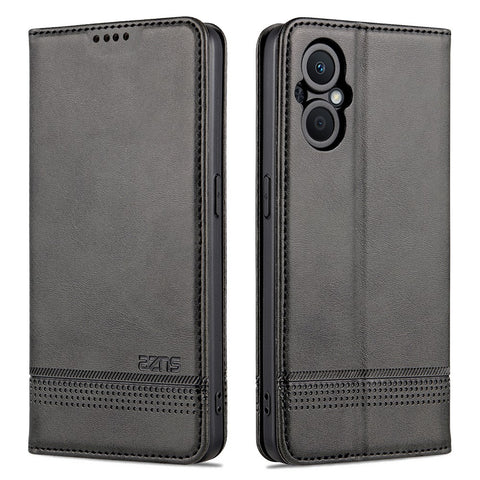 AZNS Auto-absorbed Magnetic Leather Phone for Oppo Reno7 Z 5G, Magnetic Closure Wallet Foldable Stand Protective Shell