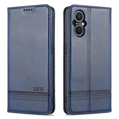 AZNS Auto-absorbed Magnetic Leather Phone for Oppo Reno7 Z 5G, Magnetic Closure Wallet Foldable Stand Protective Shell