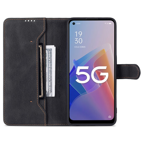 AZNS For Oppo Reno7 Z 5G PU Leather Wallet Style Shockproof Phone Case Anti-fall Magnetic Shell with Stand
