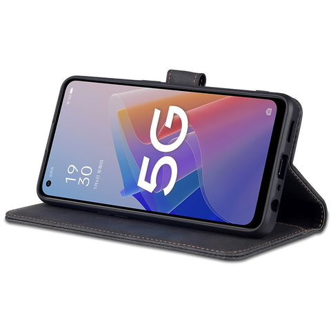 AZNS For Oppo Reno7 Z 5G PU Leather Wallet Style Shockproof Phone Case Anti-fall Magnetic Shell with Stand