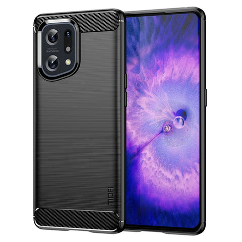 MOFI JK TPU Series-1 for Oppo Find X5 Business Style Carbon Fiber Brushed Surface Phone Case Soft TPU Anti-fall Protective Cover