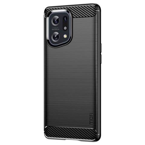 MOFI JK TPU Series-1 for Oppo Find X5 Business Style Carbon Fiber Brushed Surface Phone Case Soft TPU Anti-fall Protective Cover