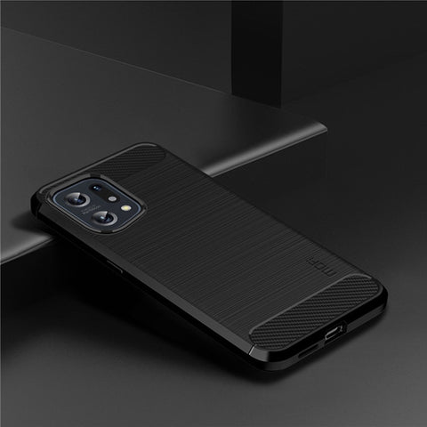 MOFI JK TPU Series-1 for Oppo Find X5 Business Style Carbon Fiber Brushed Surface Phone Case Soft TPU Anti-fall Protective Cover