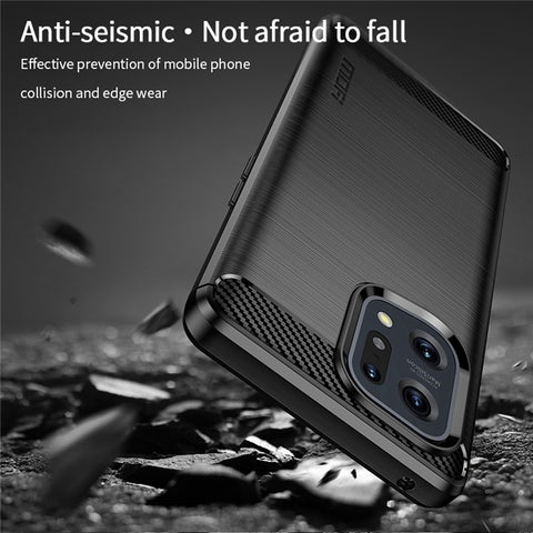 MOFI JK TPU Series-1 for Oppo Find X5 Business Style Carbon Fiber Brushed Surface Phone Case Soft TPU Anti-fall Protective Cover