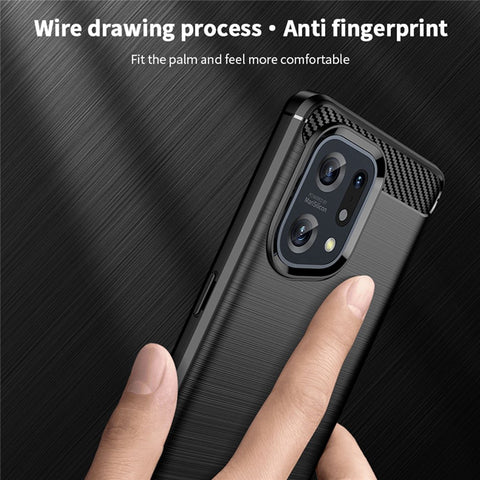 MOFI JK TPU Series-1 for Oppo Find X5 Business Style Carbon Fiber Brushed Surface Phone Case Soft TPU Anti-fall Protective Cover