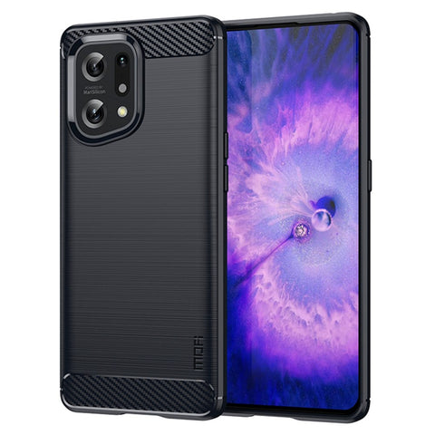 MOFI JK TPU Series-1 for Oppo Find X5 Business Style Carbon Fiber Brushed Surface Phone Case Soft TPU Anti-fall Protective Cover