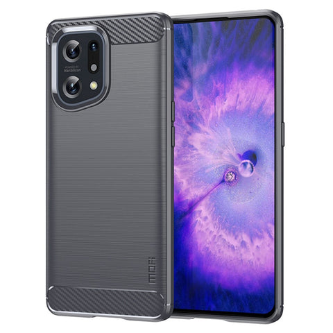 MOFI JK TPU Series-1 for Oppo Find X5 Business Style Carbon Fiber Brushed Surface Phone Case Soft TPU Anti-fall Protective Cover
