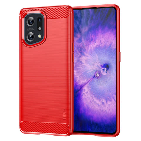 MOFI JK TPU Series-1 for Oppo Find X5 Business Style Carbon Fiber Brushed Surface Phone Case Soft TPU Anti-fall Protective Cover