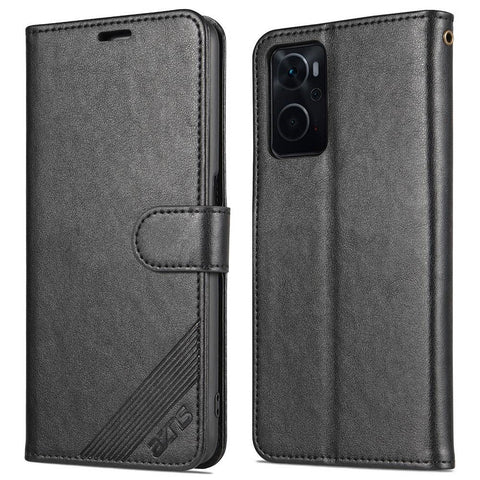 AZNS For Oppo K10 4G/Realme 9i Textured PU Leather + TPU Cover Magnetic Clasp Wallet Stand Case