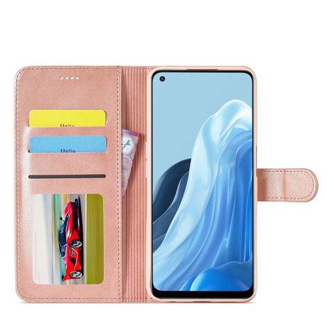 LC.IMEEKE For Oppo Reno7 5G (Global)/Find X5 Lite Textured PU Leather Stand Wallet Phone Case Folio Flip Cover