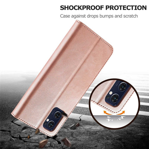 LC.IMEEKE For Oppo Reno7 5G (Global)/Find X5 Lite Textured PU Leather Stand Wallet Phone Case Folio Flip Cover