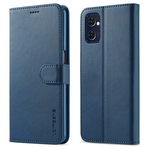 LC.IMEEKE For Oppo Reno7 5G (Global)/Find X5 Lite Textured PU Leather Stand Wallet Phone Case Folio Flip Cover