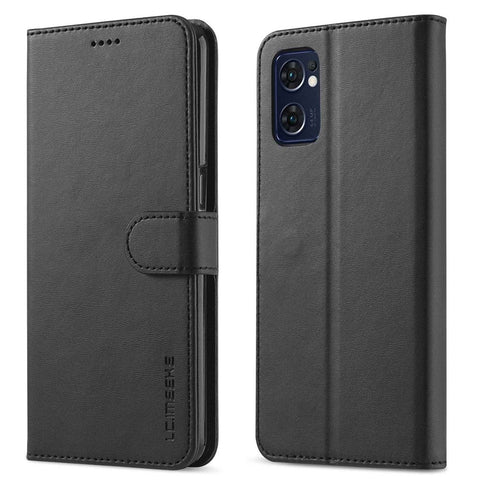 LC.IMEEKE For Oppo Reno7 5G (Global)/Find X5 Lite Textured PU Leather Stand Wallet Phone Case Folio Flip Cover