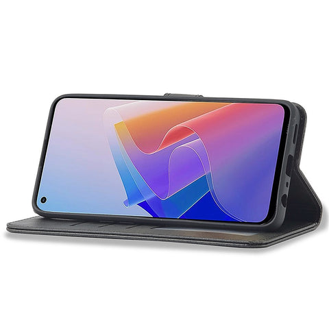 LC.IMEEKE For Oppo Reno7 Z 5G/A96 (China) Fully Wrapped Protective Shell, Textured PU Leather Magnetic Clasp Phone Case with Wallet Stand