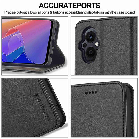 LC.IMEEKE For Oppo Reno7 Z 5G/A96 (China) Fully Wrapped Protective Shell, Textured PU Leather Magnetic Clasp Phone Case with Wallet Stand