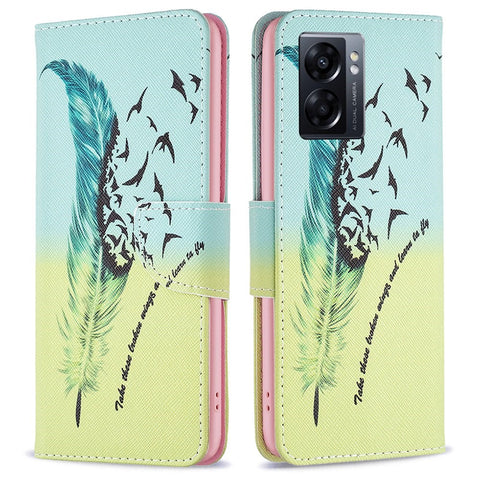 For Oppo A57 (2022) 5G / A77 5G Phone Case Pattern Printing PU Leather Wallet Stand Cover
