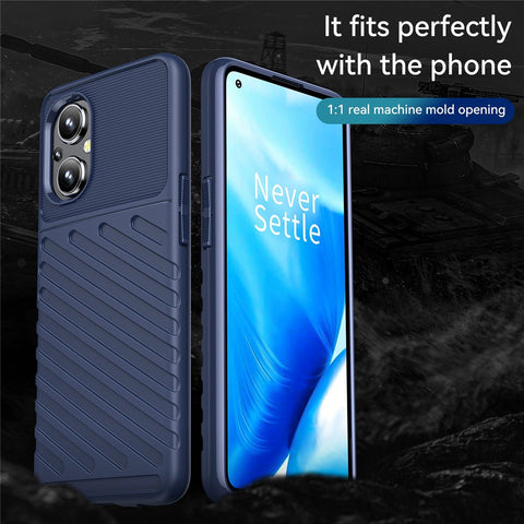 For Oppo F21 Pro 5G/Reno7 Z 5G/Reno7 Lite/A96 (China)/Reno8 Lite 5G/OnePlus Nord N20 5G Thunder Series Twill Texture Thickened TPU Case Mobile Phone Protective Cover