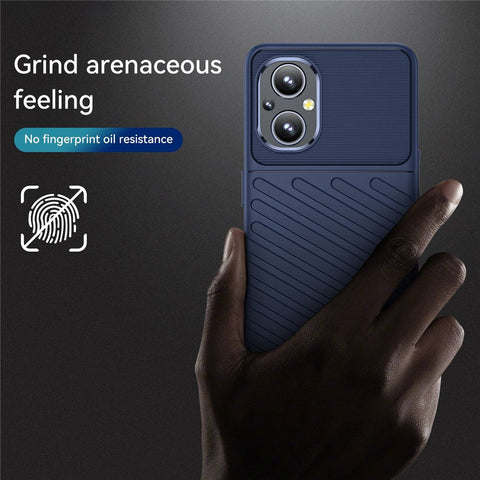 For Oppo F21 Pro 5G/Reno7 Z 5G/Reno7 Lite/A96 (China)/Reno8 Lite 5G/OnePlus Nord N20 5G Thunder Series Twill Texture Thickened TPU Case Mobile Phone Protective Cover