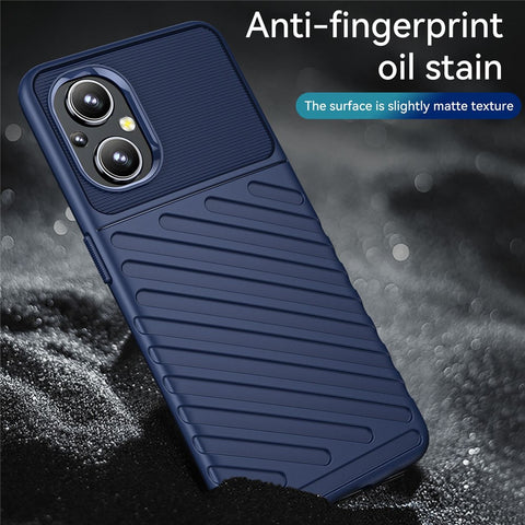 For Oppo F21 Pro 5G/Reno7 Z 5G/Reno7 Lite/A96 (China)/Reno8 Lite 5G/OnePlus Nord N20 5G Thunder Series Twill Texture Thickened TPU Case Mobile Phone Protective Cover